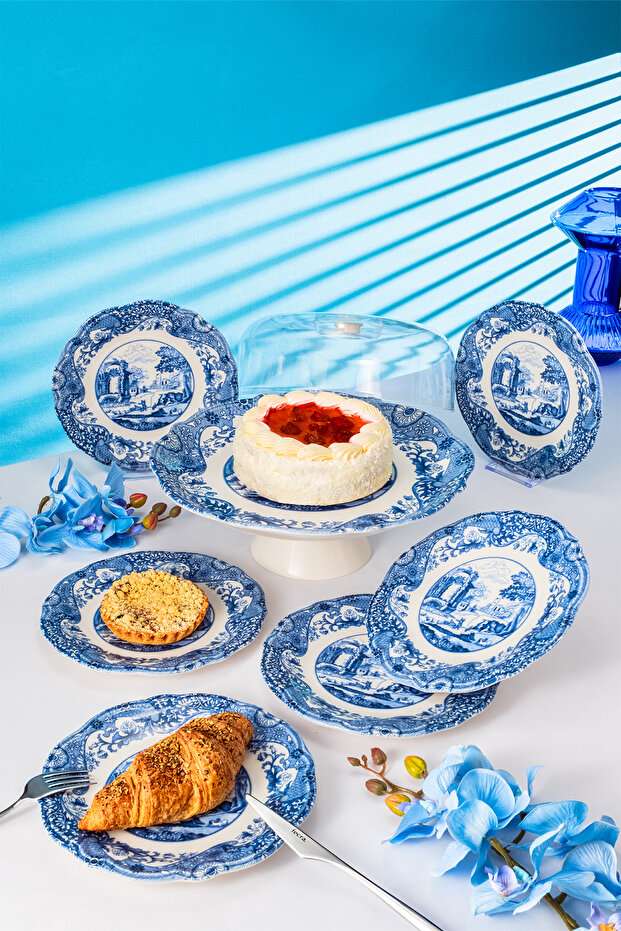 طقم تقديم Vintage Blue مكوّن من 8 قطع