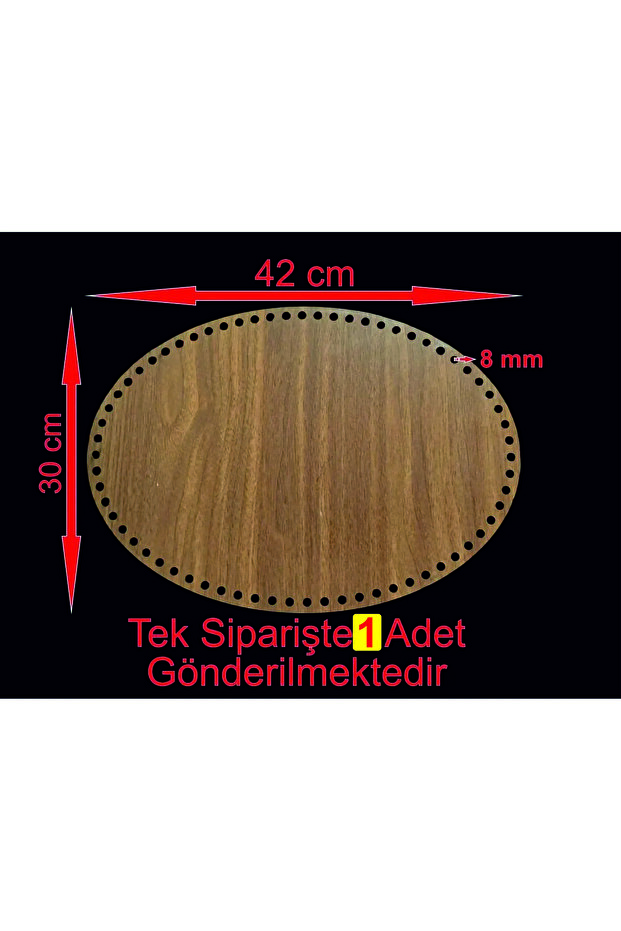 Wooden Walnut 42X30 cm 1 Piece Bamboo Tray Mesh Plate Supla Perforated Coaster Crochet Base Craft Basket Base