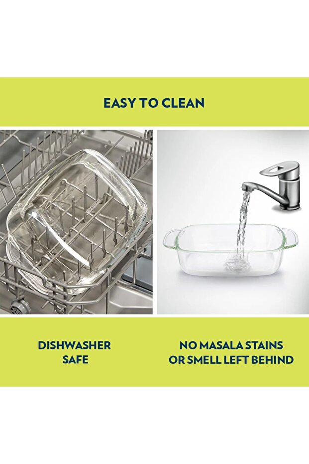 طبق مستطيل عميق، سعة 1.5 لتر، مناسب للميكروويف والفرن وغسالة الأطباق - 5