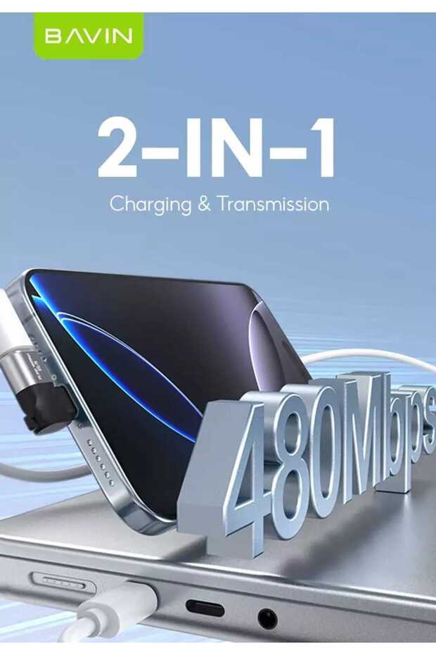 Small portable multi-system fast charging adapter compatible with iPhone, supports 480Mbps transfer speed - 3