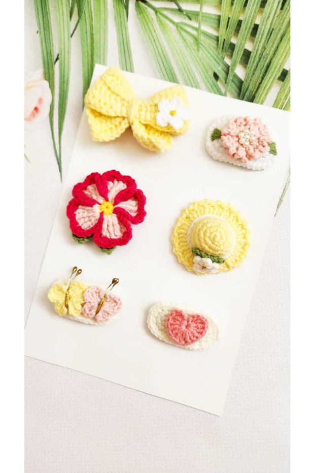Newborn Baby Hair Clips Antiallergic Mixed 6-Piece Clip Hairless Baby Hair Clips Handmade Baby Gift Set