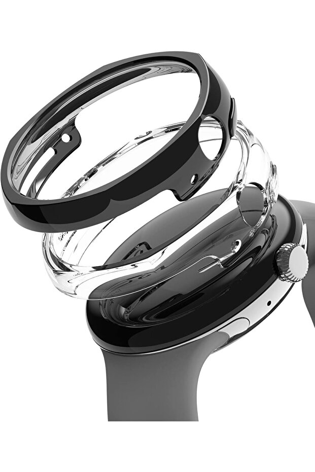 Google Pixel Watch Screen Protectors | Slim Edge Series | Clear/Dark Chrome