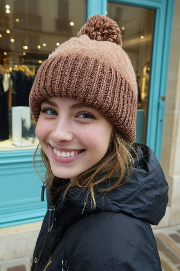 Plush Detailed Winter Pompom Women's Beanie