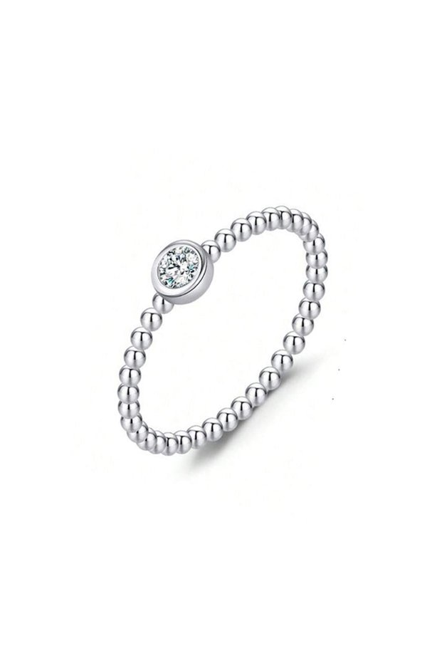 Silver ring with Moissanite diamonds