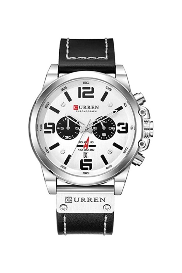 Leather Analog Watch 8314 - 47 mm - Black