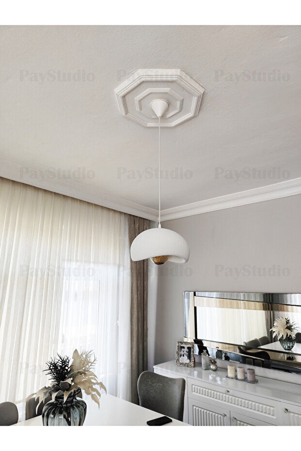 Beton Görünüm Tekli Sarkıt Avize Bohem Modern Rustik (G95 Ampül Dahildir.) - 8