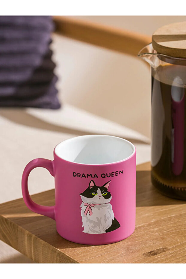 LCW HOME Pembe Kedi Baskılı Seramik Kupa 320 Ml - 2