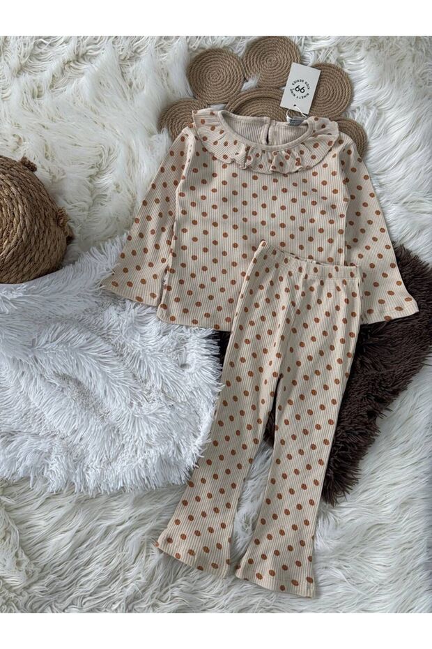 Firfirli Dot Pattern Girl's Suit Casual Suit Bottom and Top Set