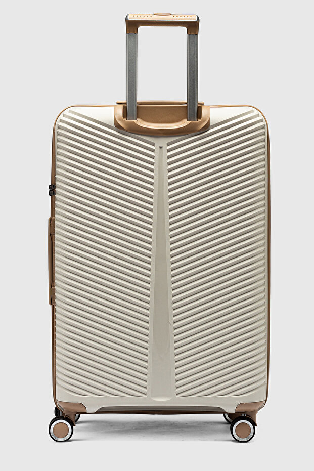 My-pp Bilbao Büyük boy Polipropilen Süper esnek kırılmaz tekerlekli valiz bavul seyahat KEMİK ŞAMPAN - 3