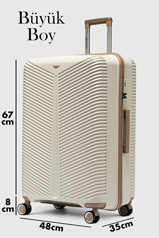 My-pp Bilbao Büyük boy Polipropilen Süper esnek kırılmaz tekerlekli valiz bavul seyahat KEMİK ŞAMPAN - 8