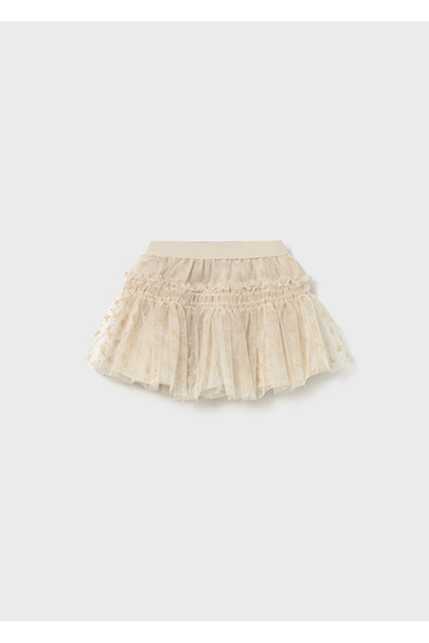 Beige Baby Girl Polka Dot Tulle Skirt 2901