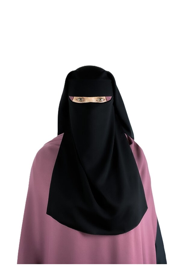 3 Layer Chiffon Niqab with Back Tying Cord Breathable Face Veil