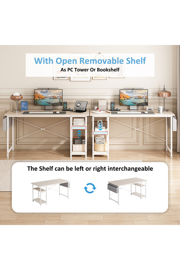 A computer desk with double storage layers, suitable for home office, Study desk and computer desk - 4