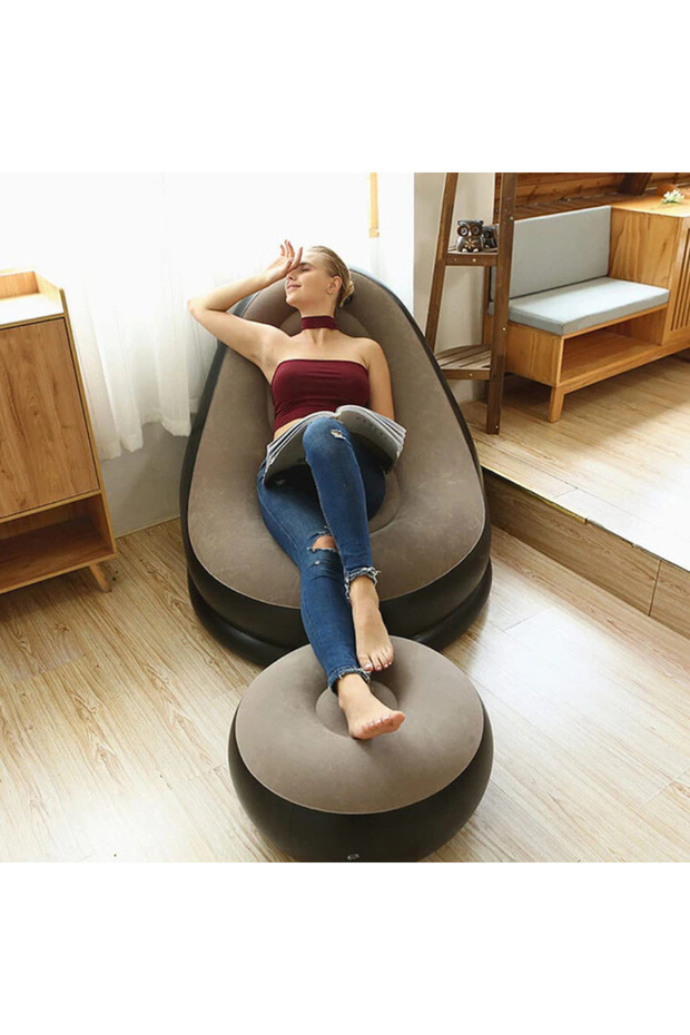 ® Inflatable Armchair with Stool - Foldable, Comfortable Lounger Set with Electric Pump Included - 5