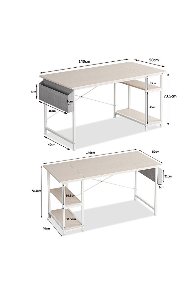A computer desk with double storage layers, suitable for home office, Study desk and computer desk - 3