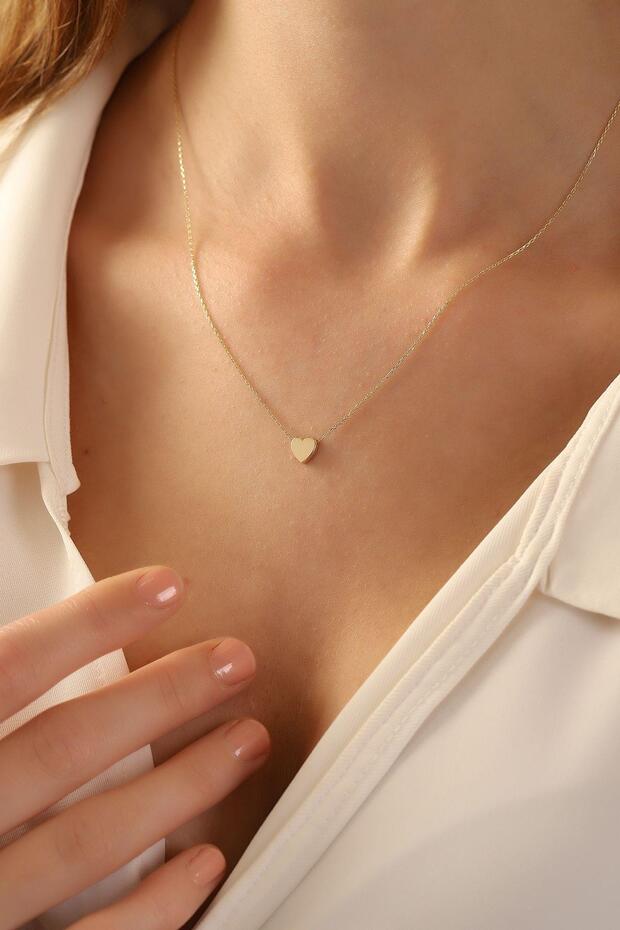 Mini Kalp 14 Ayar Altın Kolye - 1