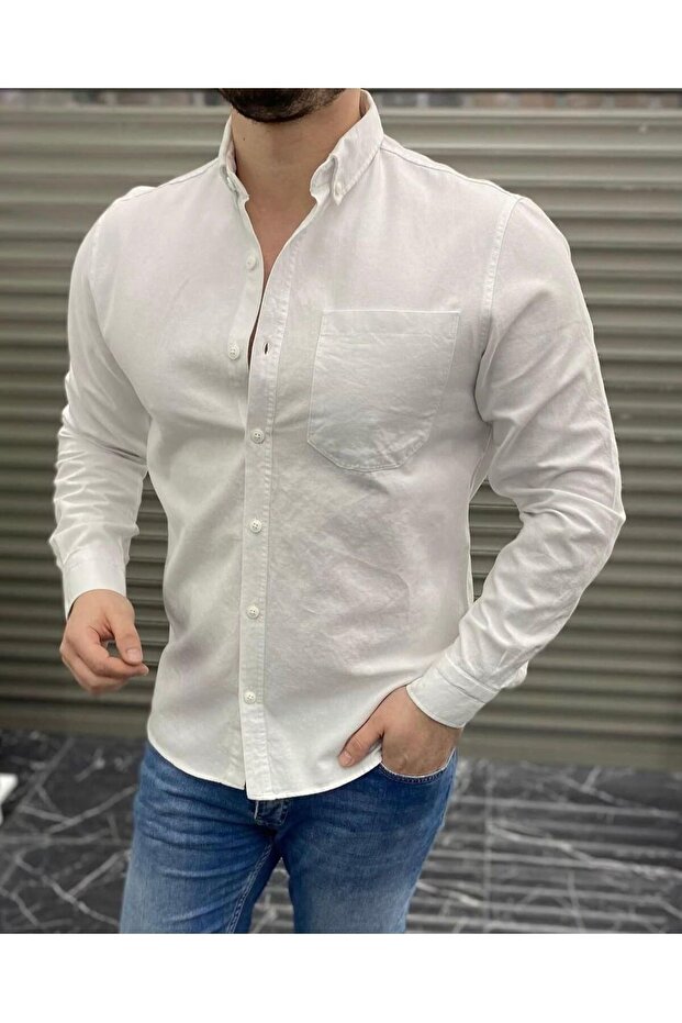 Men's Solid Color Gabardine Shirt - 1