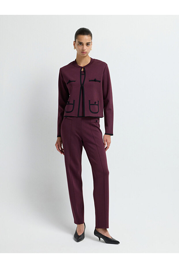 Önü Düğmeli Triko Pantolon - 1