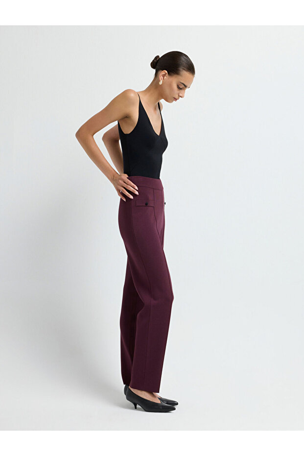 Önü Düğmeli Triko Pantolon - 5