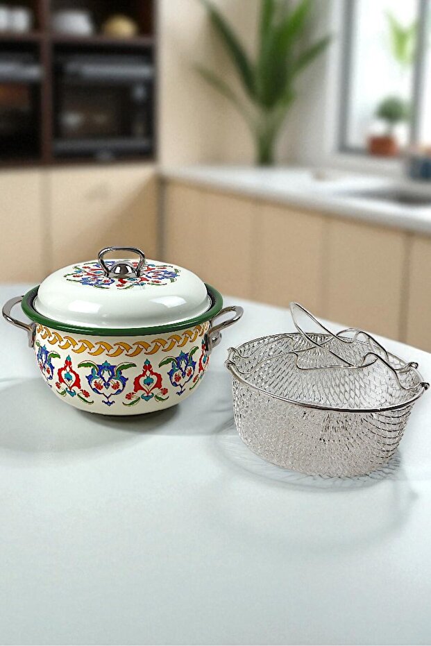 22 No 3L Enamel Pot&Fryer, Service, Food Camping, Picnic, Dowry