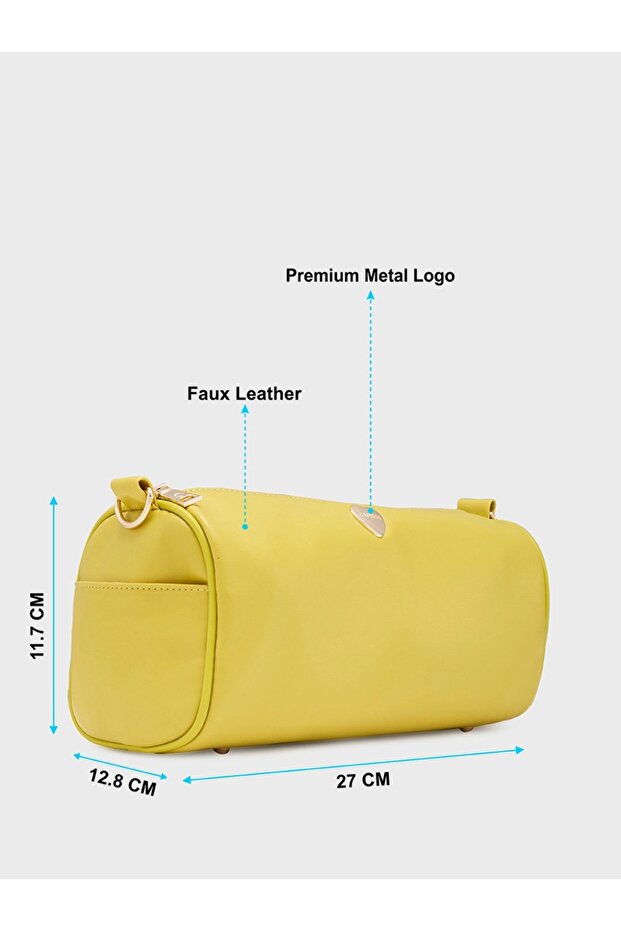 حقيبة كروس أفا متوسطة الحجم باللون الليموني - 5