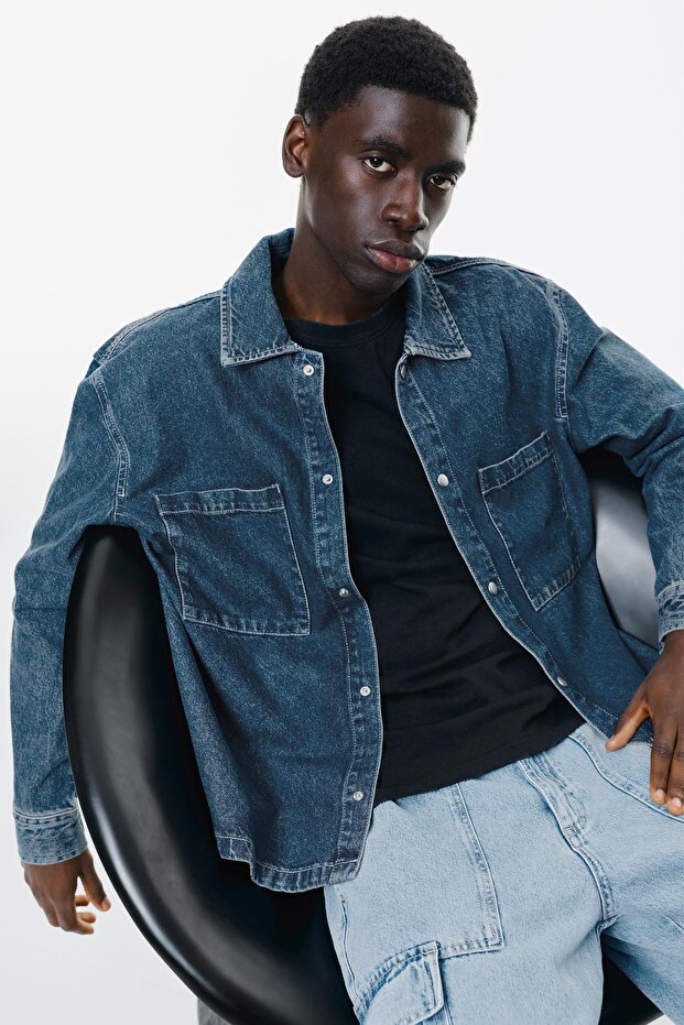 Asit yıkamalı ince ceket - 1