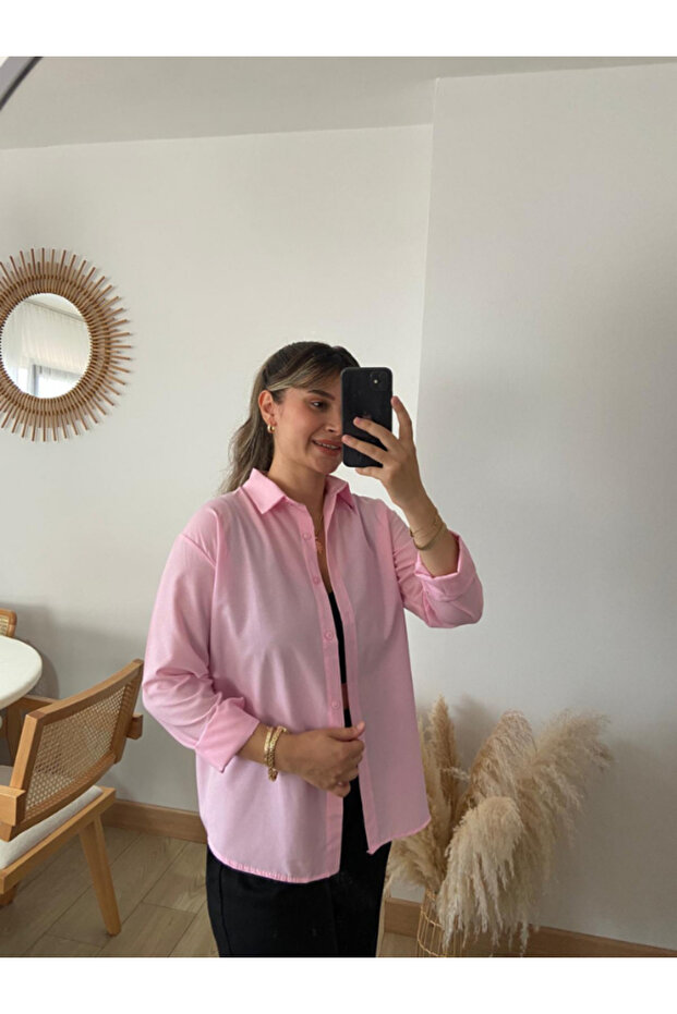 Kadın Oversize Basic Uzun Gömlek - 2