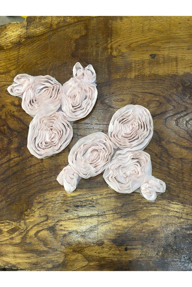 2 Pieces of 3-Piece Rose Powder Pink Applique Set Sewing Accessory 23X19 cm