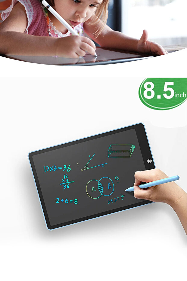 تابلت رسم للأطفال مقاس 8.5 بوصة، لوح كتابة رقمي، تابلت تعليمي للرسومات والصور مع قلم لمس
