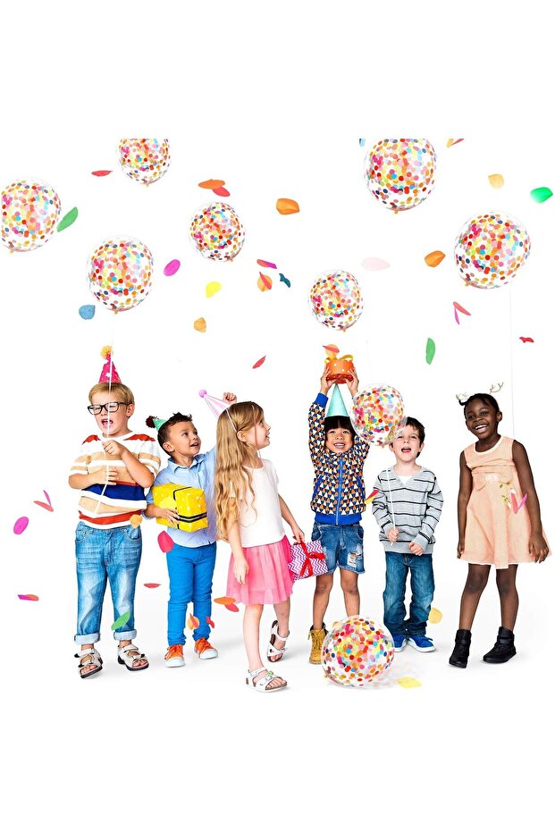 Set of 10 Latex Balloons, Flippy, Party Confetti Pattern, 30 cm, Multicolored, 2.8 g - 4