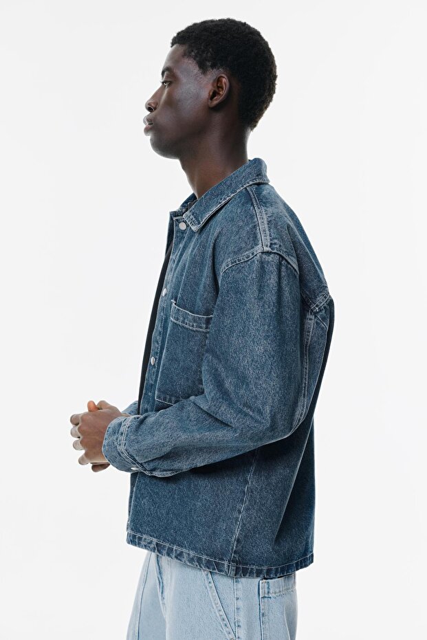 Asit yıkamalı ince ceket - 5