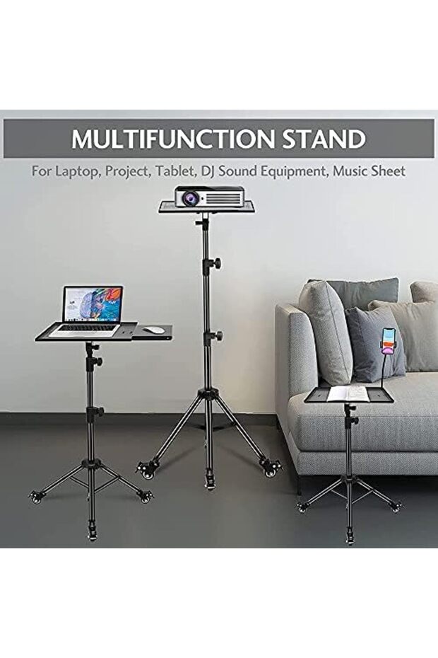 Projector Tripod Stand with Wheels, Adjustable Height up to 61” Tiltable 180 Degrees - 6