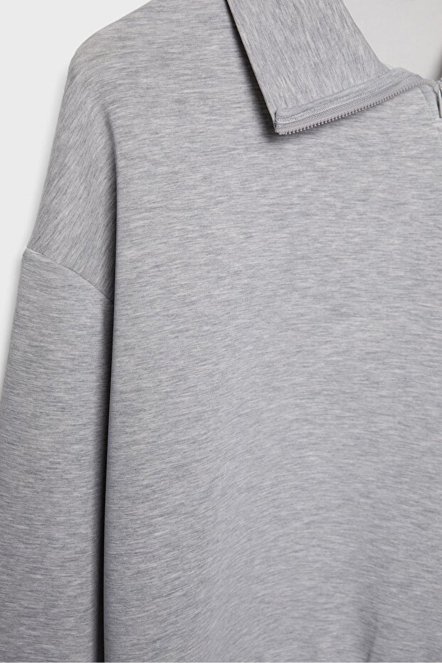 سويت شيرت ناعم الملمس بسحاب جانبي - 8