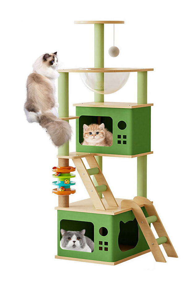 Cat Tree Scratching Post Cat Climbing Frame with Space Capsule Large Cat Bed Cat Toys - 1