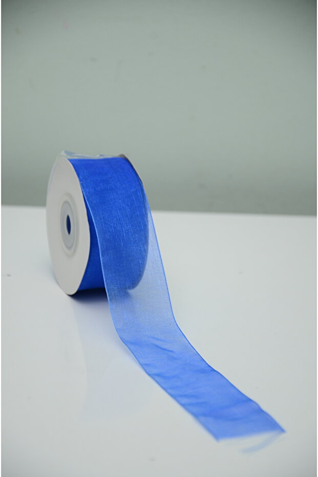 Cobalt Blue Organza Ribbon Roll 3 cm X 25 Yards - Decorative Gift Wrapping and Decoration Ribbon