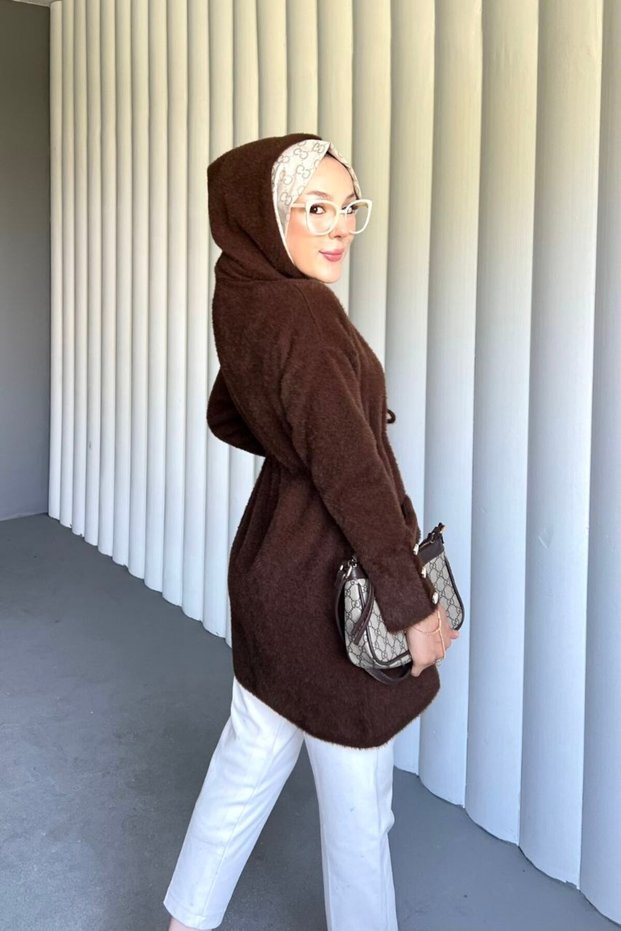 Angora Hooded Cardigan