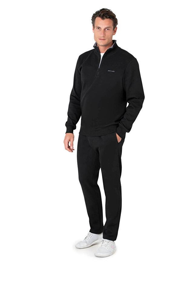 Men's Half Zipper Stand Collar Two Thread 100% Cotton Home Wear Tracksuit Set