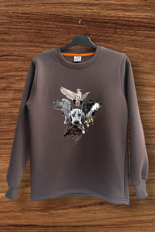 Hunting Hunting Pointer Setter Printed Regular Fit 100% Cotton Crew Neck Sweatshirt