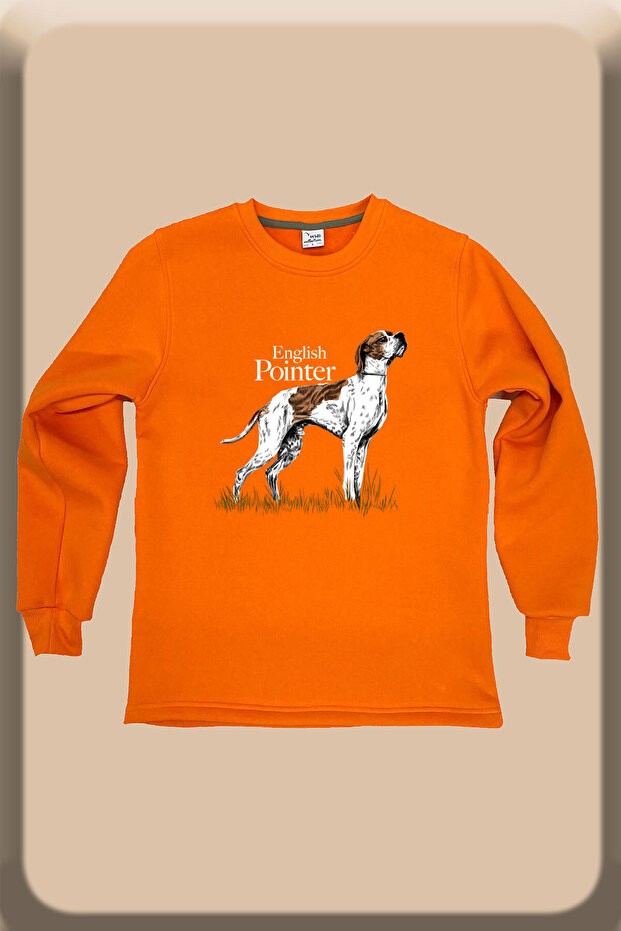 Hunting Hunting English Pointer Hunting Dog Printed Regular Fit 100% Cotton Crew Neck Sweatshirt