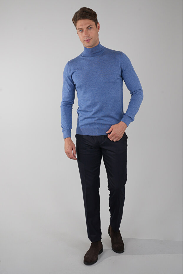 Erkek Basic Yarım Balıkçı Yaka Triko Indıgo - 5