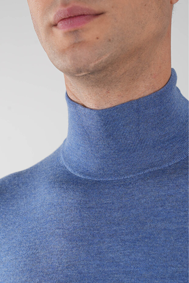 Erkek Basic Yarım Balıkçı Yaka Triko Indıgo - 3