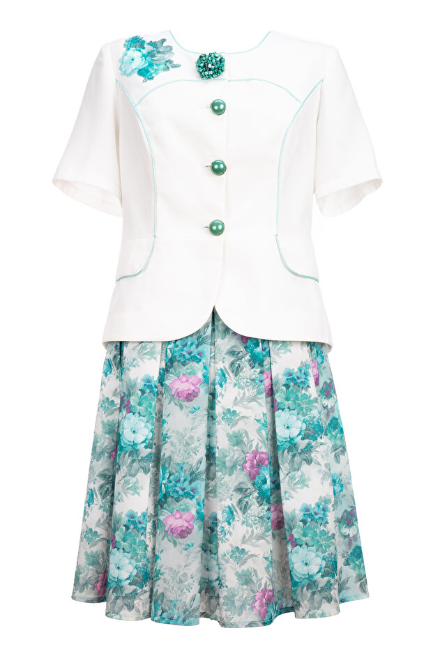 Compleu dama, cu model floral multicolor - 1