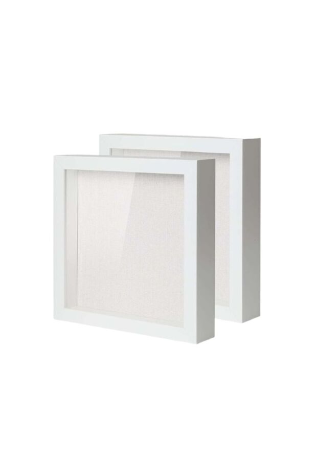 Set of 2 Pieces 3D Display Frame, White Wooden Frame, Deep, with Linen Background, Easy to Hang, Per - 2