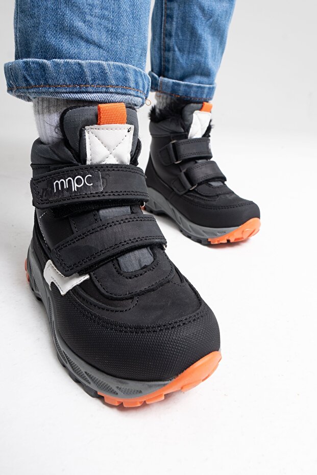 Erkek Çocuk Siyah Hakiki Deri Anatomik Günlük Bot - 4