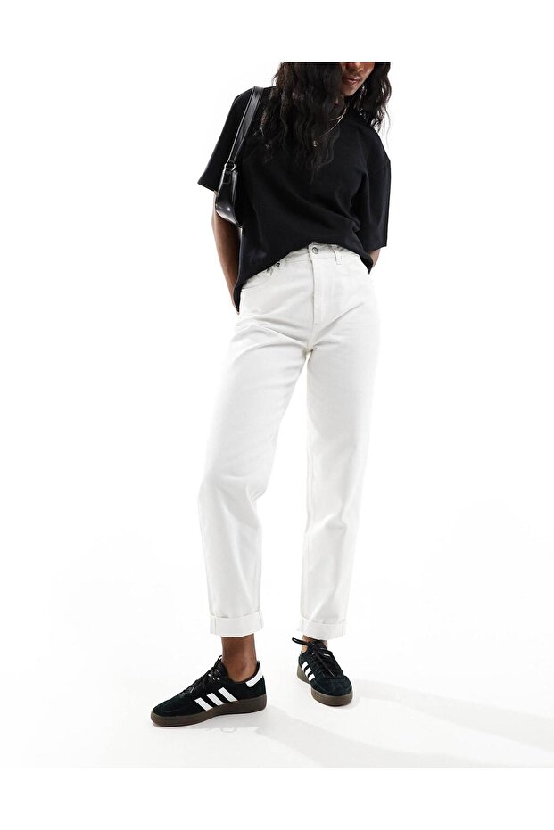 White Women's Mom Jean High Waist Stretchy Lycra Women's Jeans