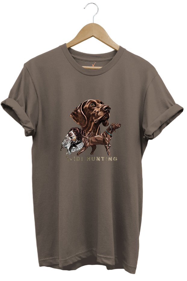 Hunting Hunter Kurzhaar Hunting Dog and Retriever Printed 100% Cotton Regular Fit Unisex T-Shirt