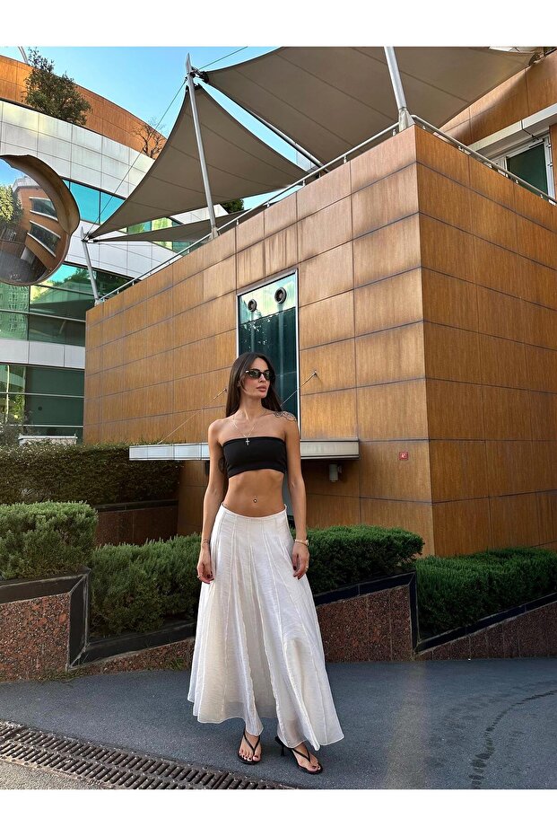 Godeli Maxi Etek Beyaz - 3