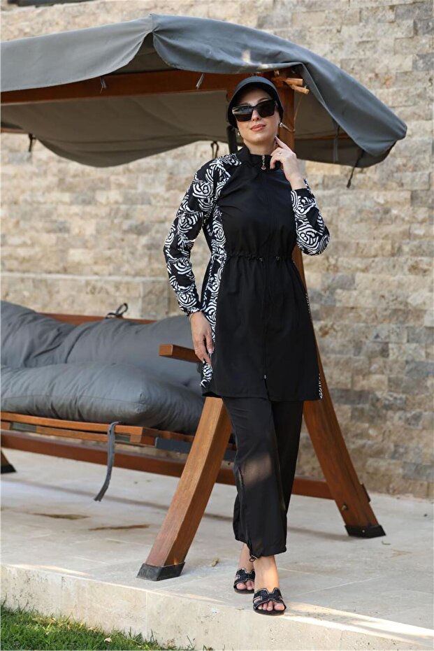 Vela Model Sport Lycra Design Hijab Double Swimsuit Set