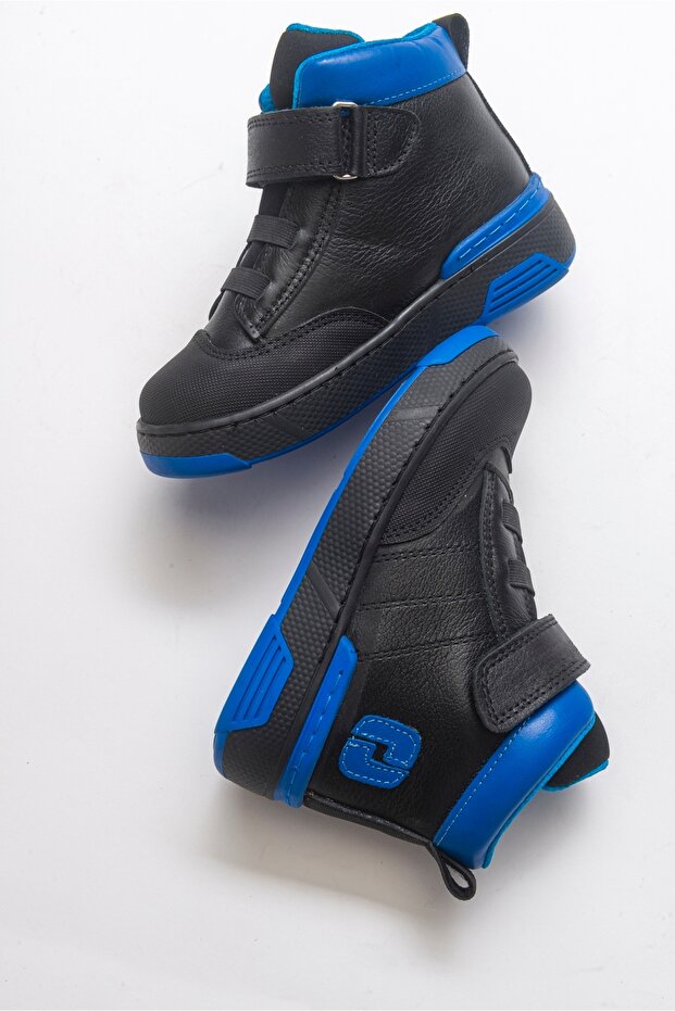 Erkek Çocuk Siyah Hakiki Deri Anatomik Günlük Bot - 5