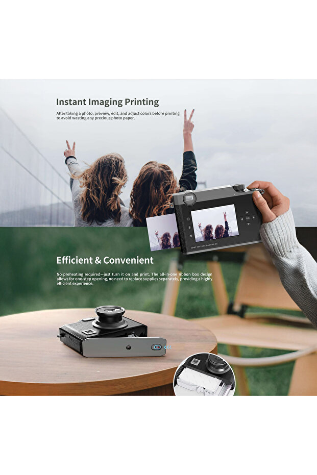 Z3 Instant Print Camera – 2.8" Screen Instant Editing & Printing Camera (Brown) - 3